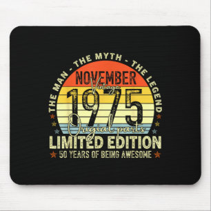 November 1975 50th Birthday For Men Women 50 Year  Mouse Pad