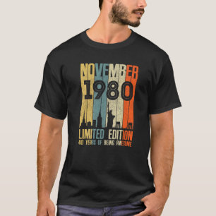 November 1980 T Shirt 40 Year Old Shirt 1980 Birth