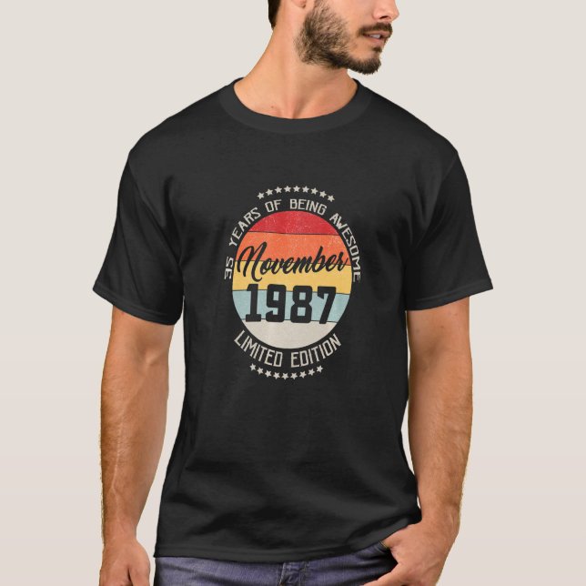 November 1987 35th Birthday 35 Years Of Being Awes T-Shirt (Front)