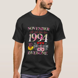 November 1994 Floral 30th Birthday 30 Years Of Bei T-Shirt