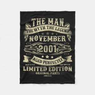 November 2001 24th Birthday For Men 24 Year Old Bd Fleece Blanket