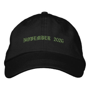 NOVEMBER 2026 text Entire Trucker-Hat Navy color Embroidered Hat
