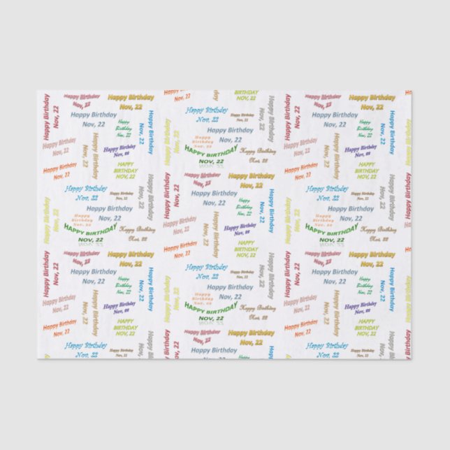 November, 22 Birthday Tissue Paper (Front)