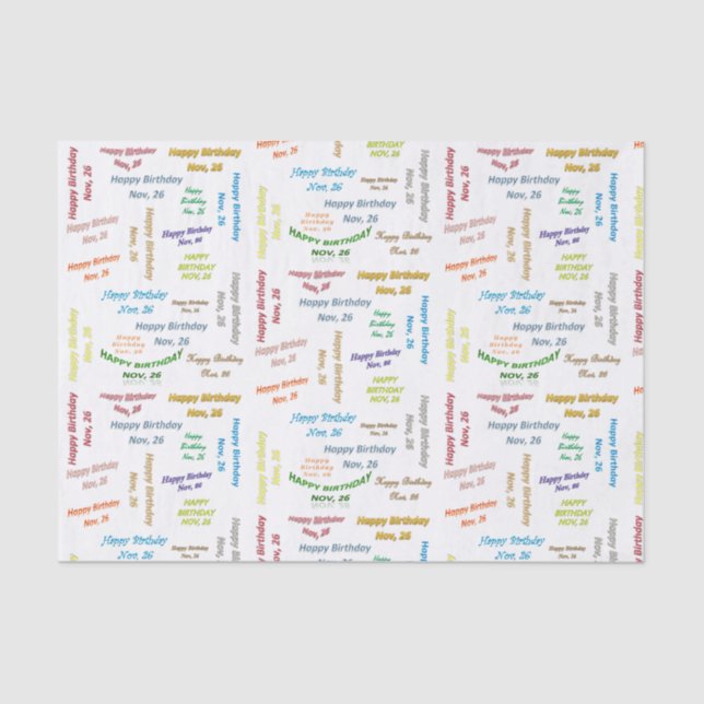 November, 26 Birthday Tissue Paper (Front)