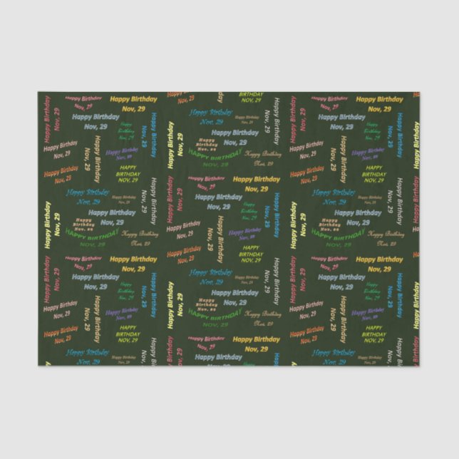 November, 29 Birthday Tissue Paper (Front)