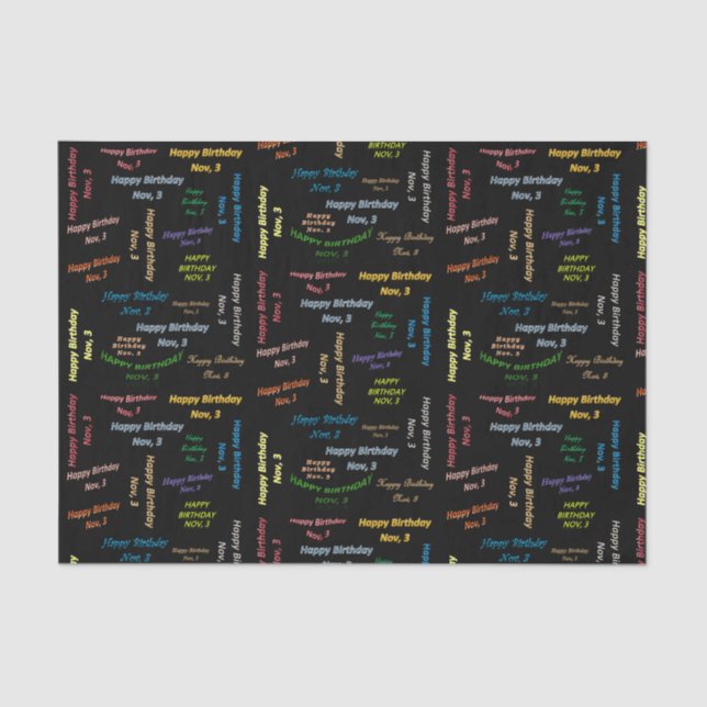 November, 3 Birthday Tissue Paper (Front)