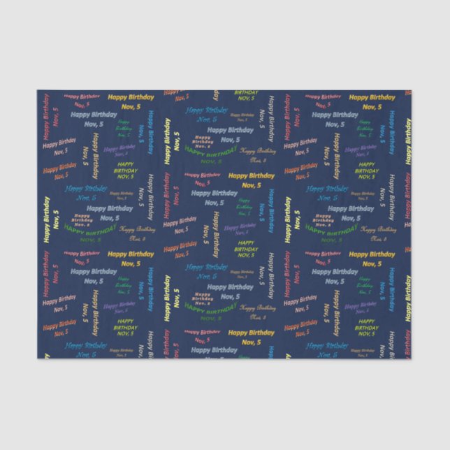 November, 5 Birthday Tissue Paper (Front)