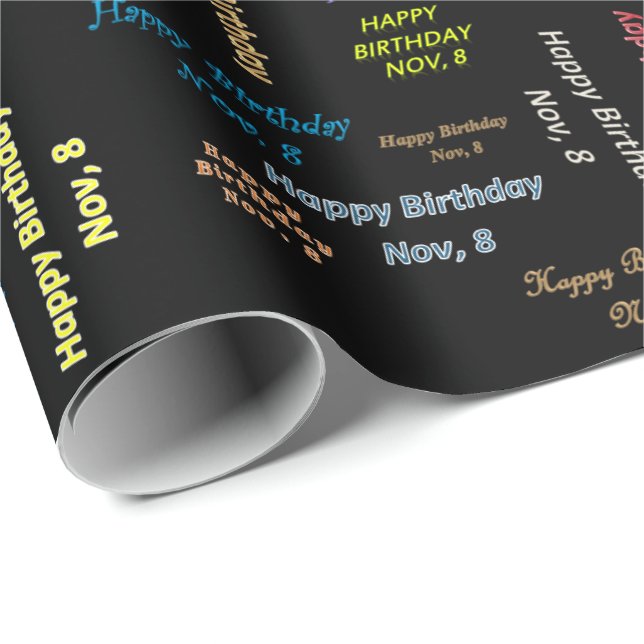 November, 8 Birthday Gift Wrapping Paper (Roll Corner)