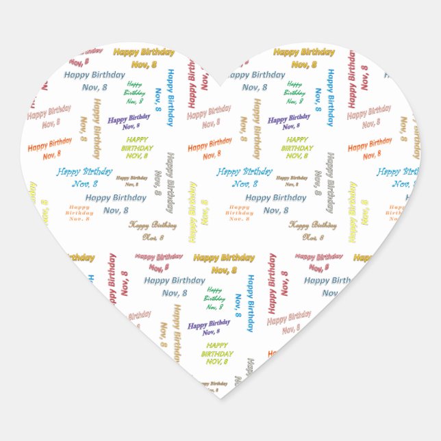 November, 8 Birthday Sticker (Front)