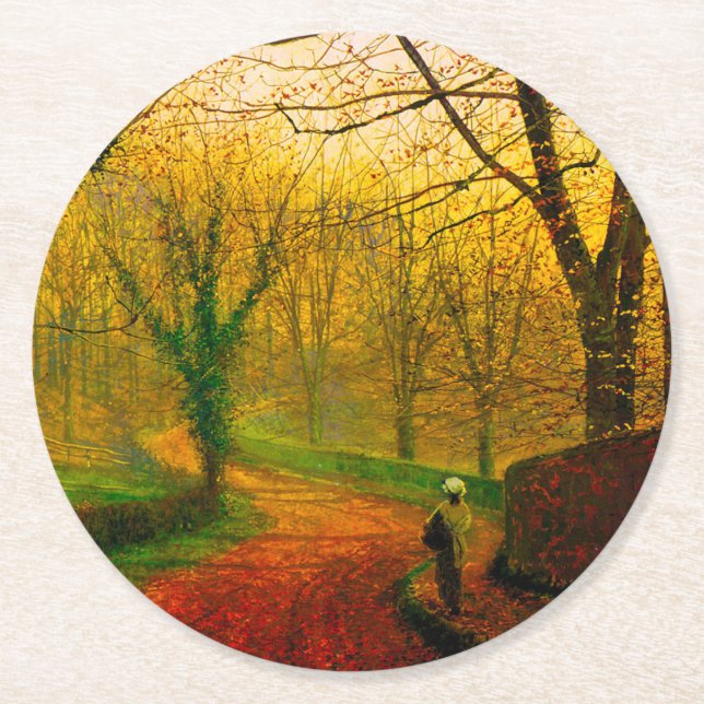 November Afternoon Stapleton Park Grimshaw Round Paper Coaster (Front)