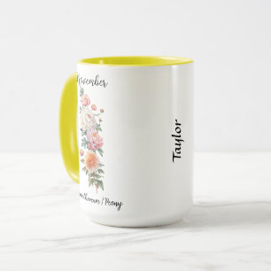 November Birth Flower Chrysanthemum and Peony Mug