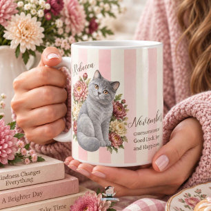 November Birth Flower Chrysanthemum Cat Bridesmaid Coffee Mug