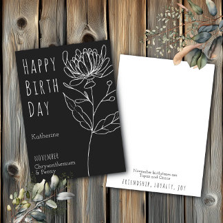 November Birth Flower Chrysanthemum & Peony  Card