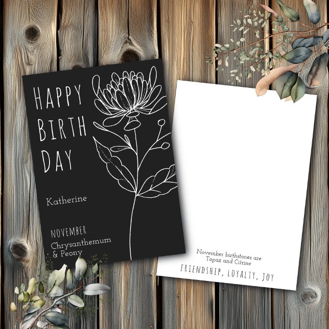 November Birth Flower Chrysanthemum & Peony  Card (Creator Uploaded)