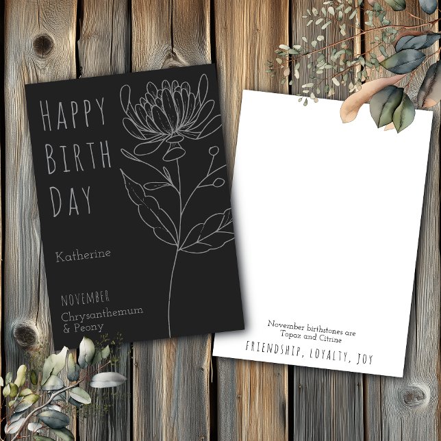 November Birth Flower Chrysanthemum & Peony  Card (Creator Uploaded)