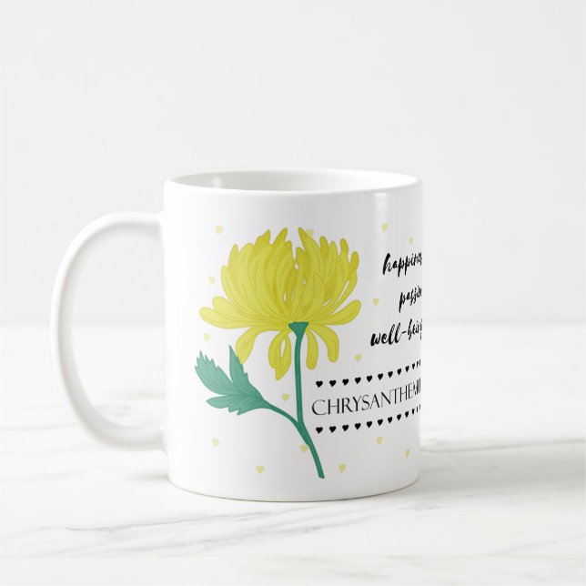 November Birth Flower Mug with Flower Meanings (Left)