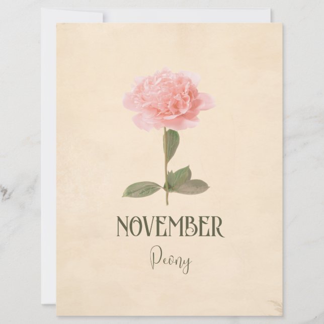 November Birth Flower Peony Art Nouveau (Front)