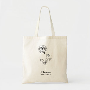 November Birth Flower Peony Tote Bag
