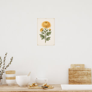 November Birth Flower Wall Art, Chrysanthemum wall Poster