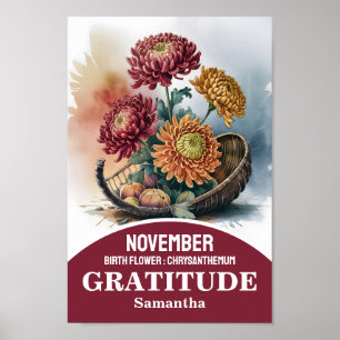 November Birth Month Flower Christian Nursery Art Poster