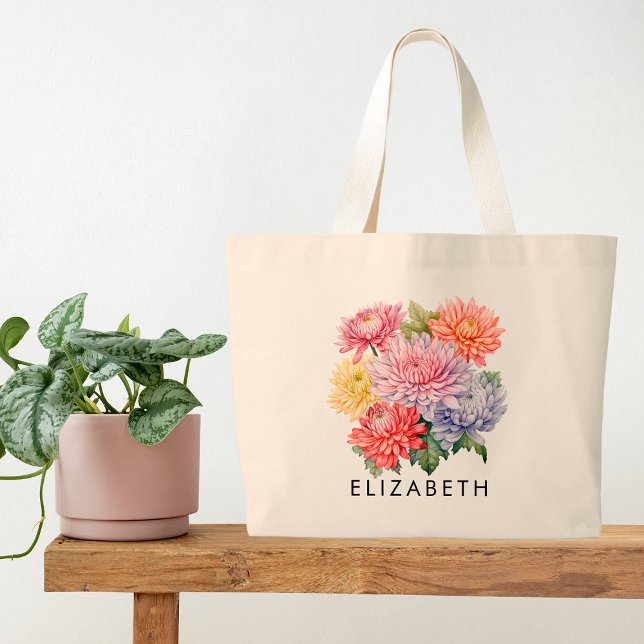 November Birth Month Flower Custom Gift for Her Large Tote Bag (Creator Uploaded)