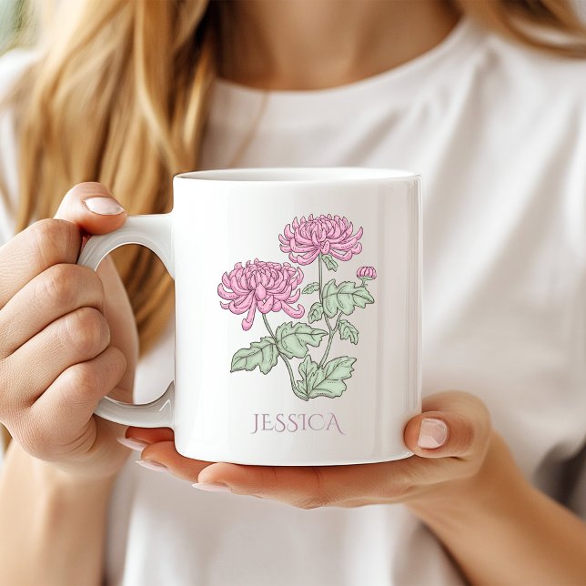 November Birth Month Flower Purple Chrysanthemum Coffee Mug (Creator Uploaded)