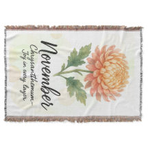 November Birth Month Throw Blanket – Chrysanthemum