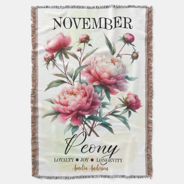November Birth Month Throw Blanket – Personalized  (Front Vertical)