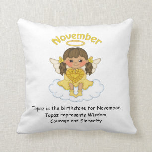 November Birthstone Angel Brunette Cushion