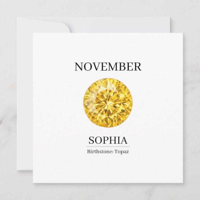 November Birthstone Birthday Name Topaz Card (Front)