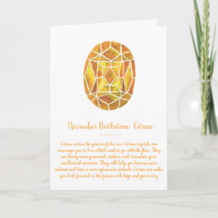 November Birthstone Citrine Birthday Watercolor Card