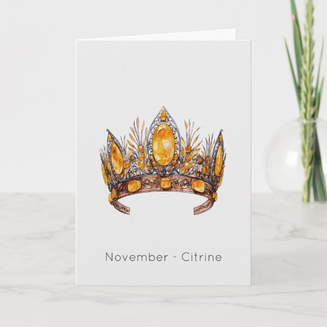 November Birthstone Citrine Crown Birthday Card (Front)
