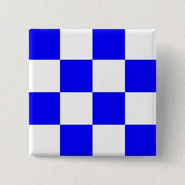 NOVEMBER Blue White Chequered Square 15 Cm Square Badge (Front)