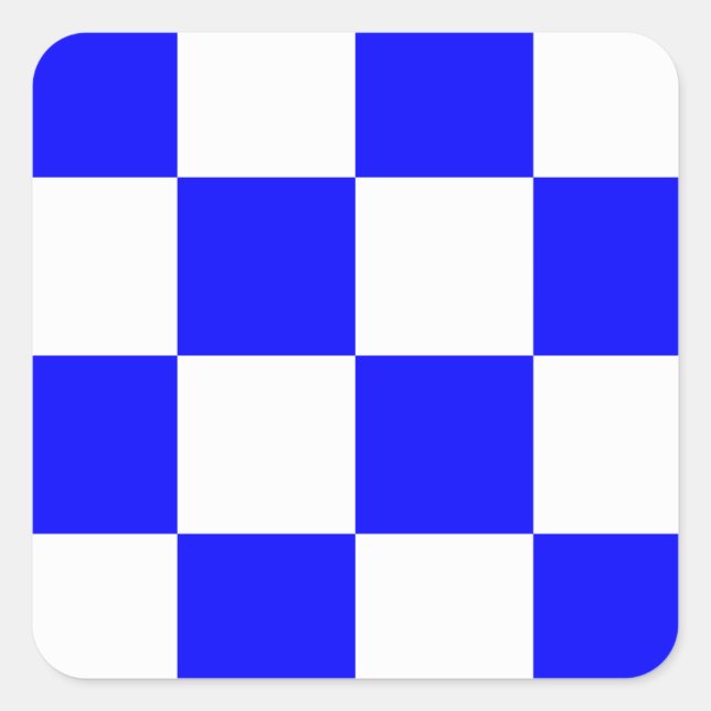 NOVEMBER Blue White Chequered Square Sticker (Front)