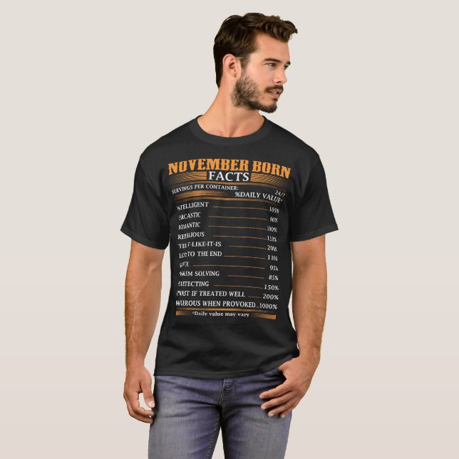 November Born Facts Servings Per Container Tshirt (Front Full)
