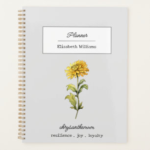 NOVEMBER CHRYSANTHEMUM BIRTH FLOWER PERSONALIZED PLANNER