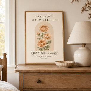November Chrysanthemum Birth Flower Poster