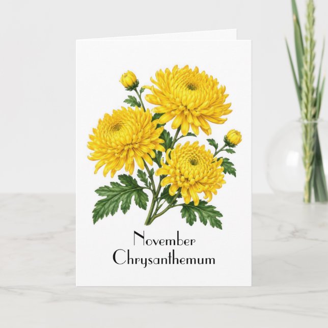 November Chrysanthemum Flowers Greeting Card (Front)