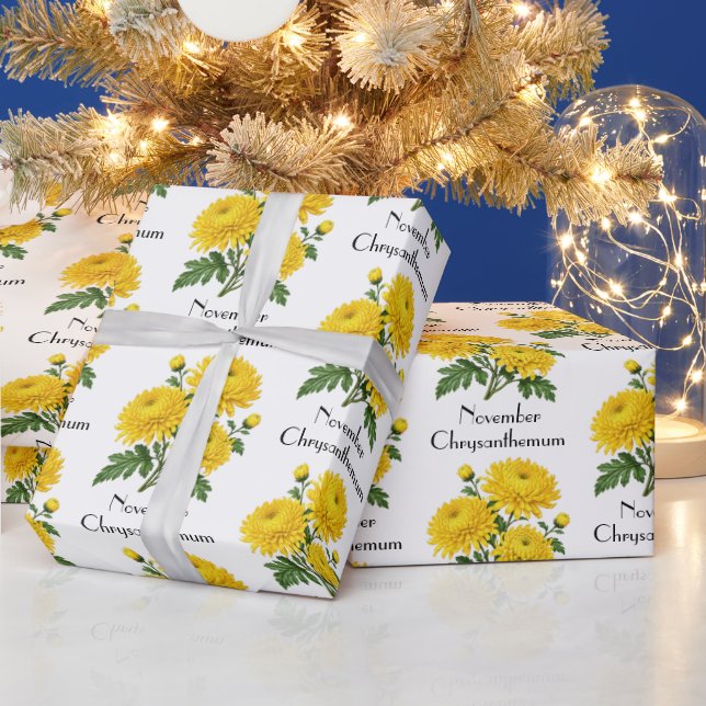 November Chrysanthemum Flowers Wrapping Paper (Holidays)