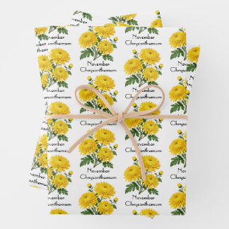 November Chrysanthemum Flowers Wrapping Paper Sheet