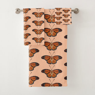 November Citrine Monarch Butterfly Pattern Design Bath Towel Set
