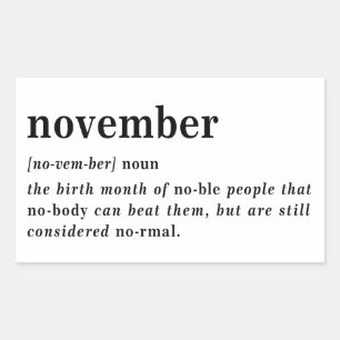 November Definition Birthday Rectangular Sticker