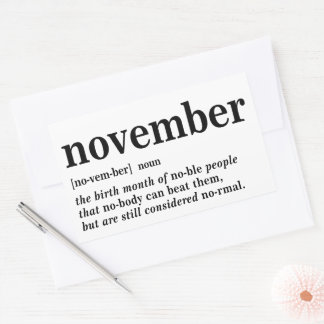 November Definition Rectangular Sticker