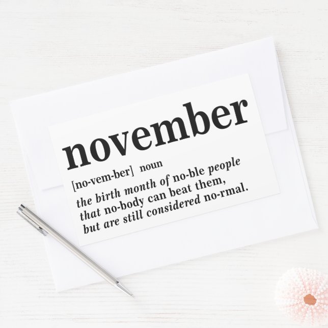 November Definition Rectangular Sticker (Envelope)