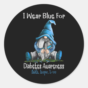 November Diabetes Awareness Month Fun Gnomes Wear Classic Round Sticker