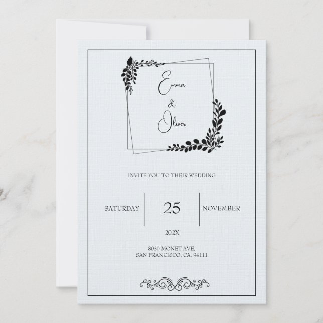 "November Elegance" Customisable Wedding  Invitati Invitation (Front)