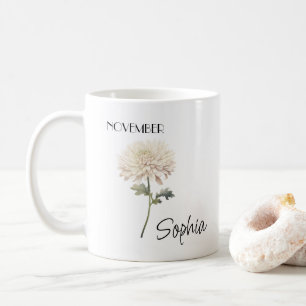 November Flower Personalised Coffee Mug