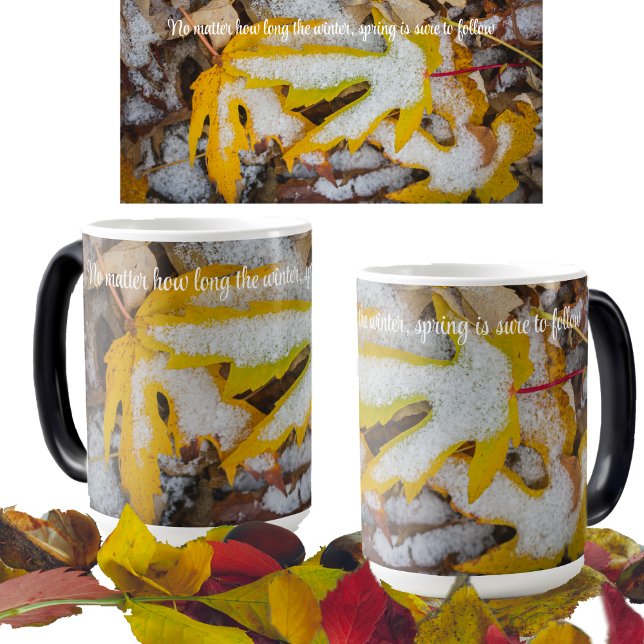 November forest: Yellow leaves beneath the snow Magic Mug (Creator Uploaded)