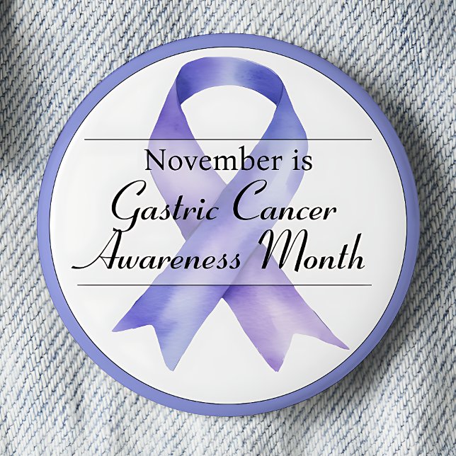 November Gastric Stomach Cancer Awareness Month 6 Cm Round Badge (Periwinkle awareness ribbon.  November is Gastric (stomach) Cancer Awareness Month.)