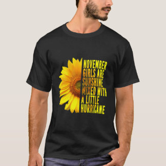 November Girls Sunshine Mixed Hurricane Sunflower  T-Shirt